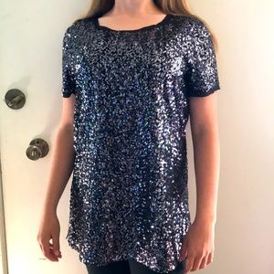 Calvin Klein Black Sequin Blouse
